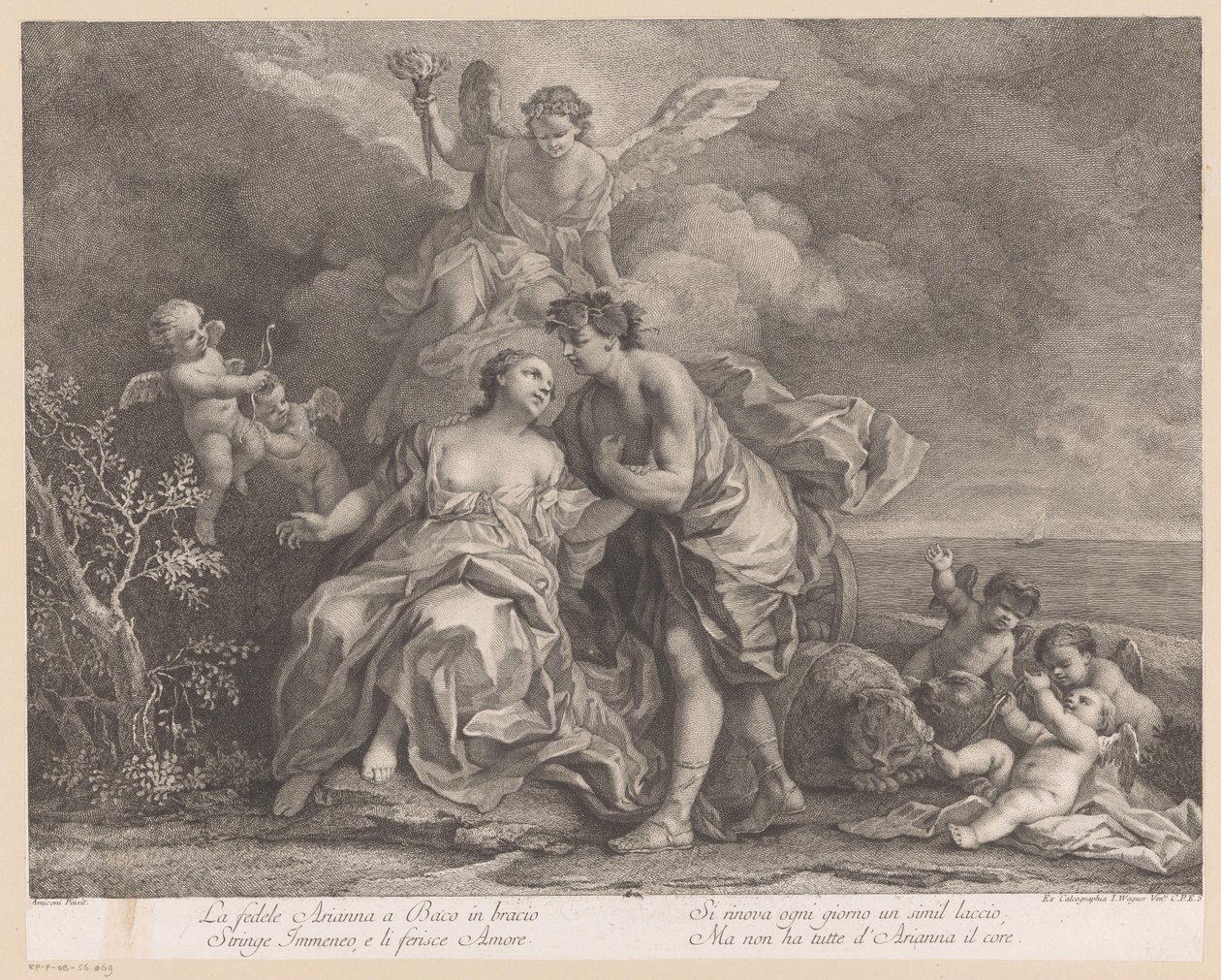 Bakchus a Ariadne na ostrově Naxos od Joseph Wagner (possibly)