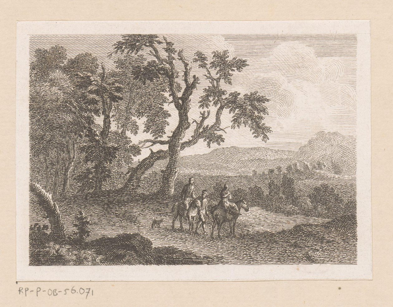 Krajina se dvěma jezdci a mužem na nohou od Joseph Wagner (possibly)