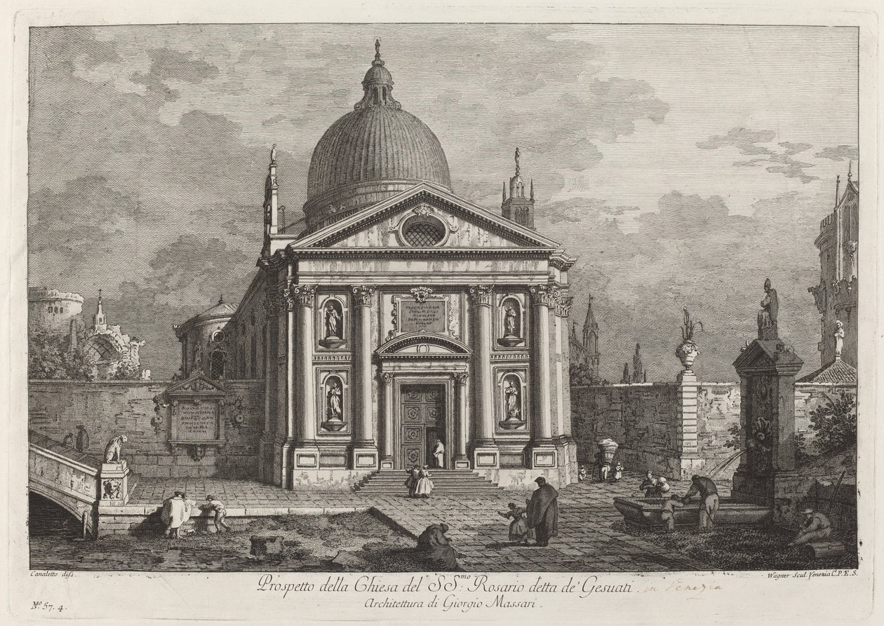 Prospekt kostela sv. Růženec známý jako Gesuati od Joseph Wagner after Canaletto