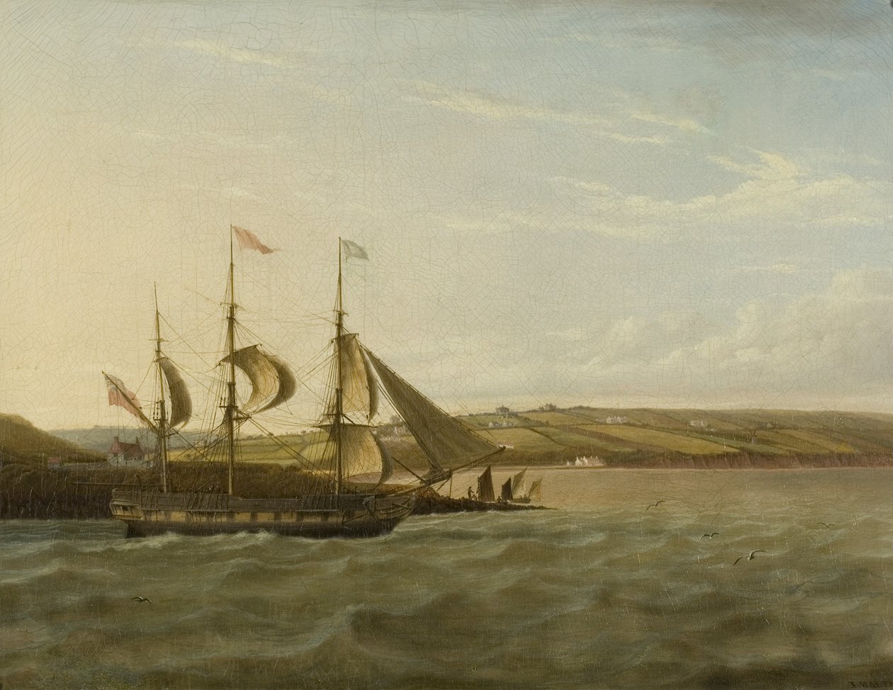 A Ship Passing Portishead, cca 1832 (olej na plátně) od Joseph Walter