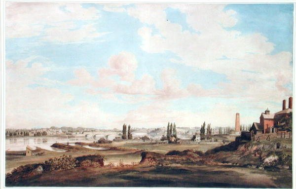 Pohled na Philadelphii a řeku Schuylkill, kolem roku 1816 (akvarel na papíře) od Joseph Watson
