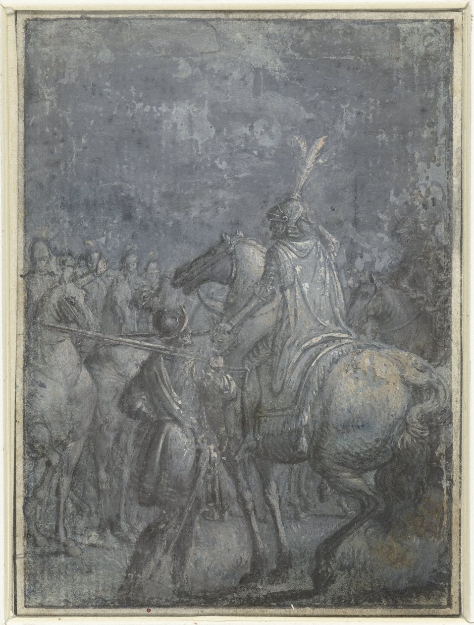 Velitel armády na koni s dalšími jezdci Skupina podobných ilustrací s rytíři a jezdci (název série) od Joseph Werner