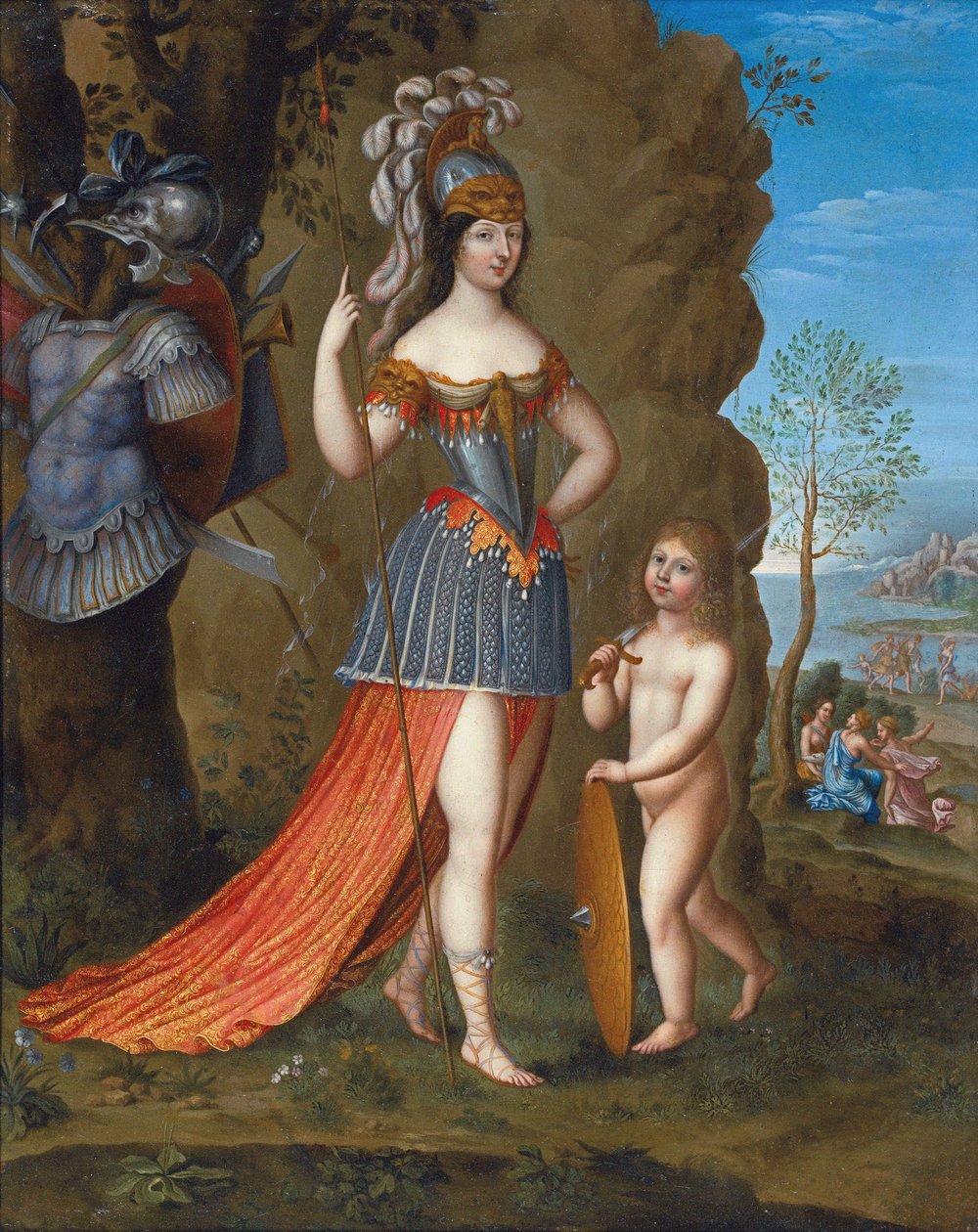 Francouzština:  Portrait de femme en Minerve Portrét dámy jako Minerva od Joseph Werner the Younger