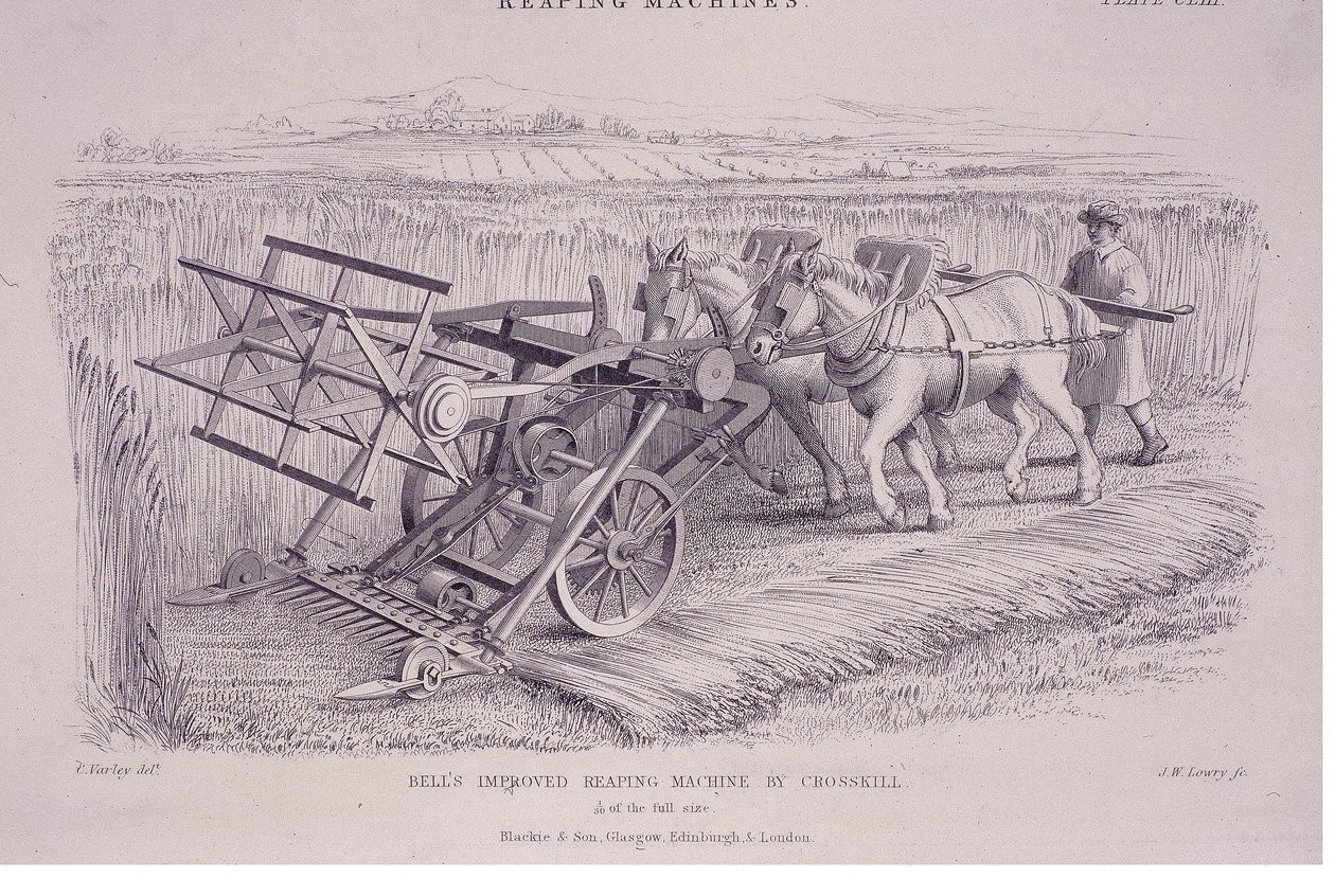 Bells vylepšený sklízecí stroj od Crosskill, c1840s. od Joseph Wilson Lowry