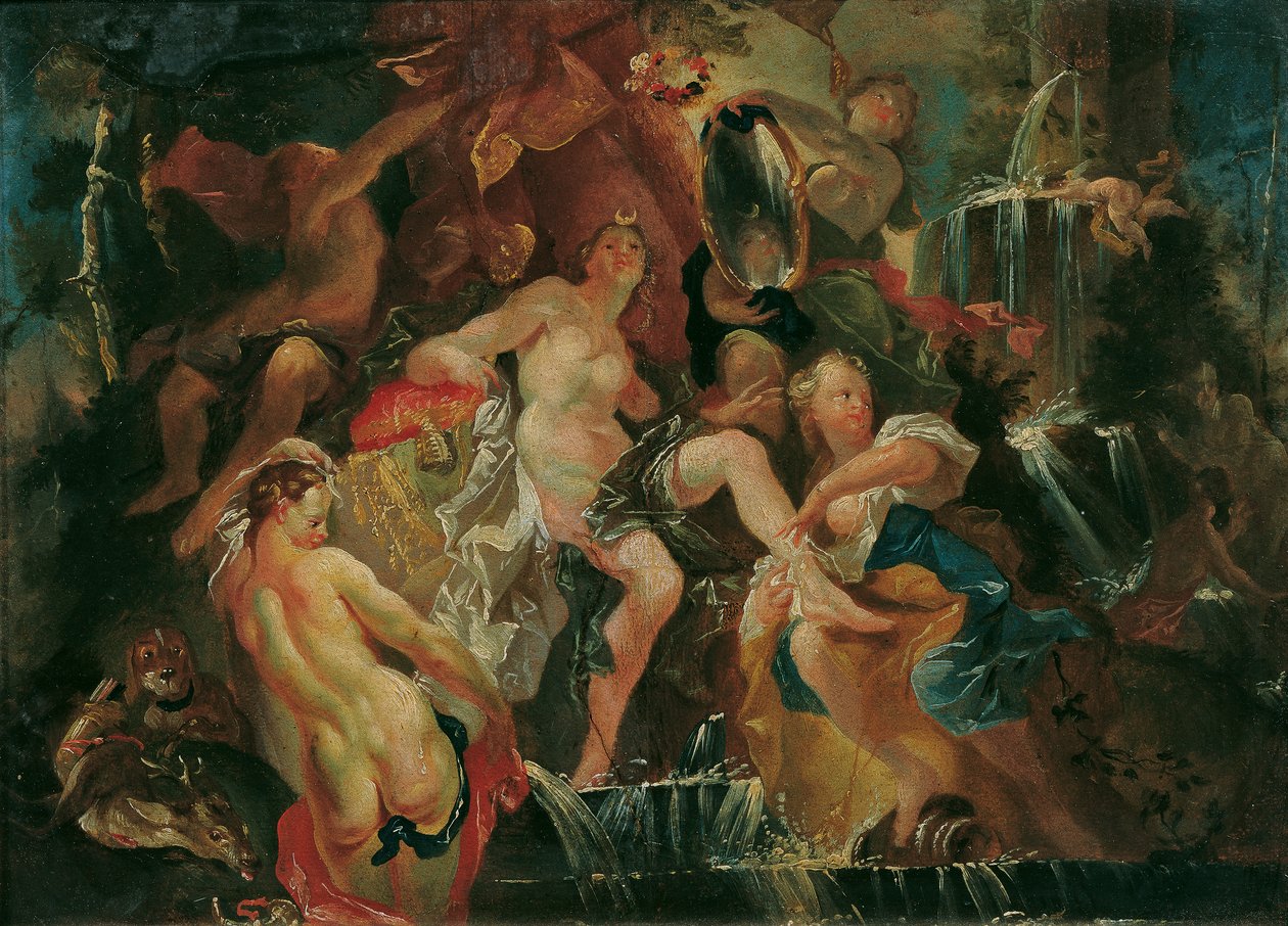 The Bath of Diana (Reverse: Výchova Bacchus Boy) od Joseph Winterhalder d. J.