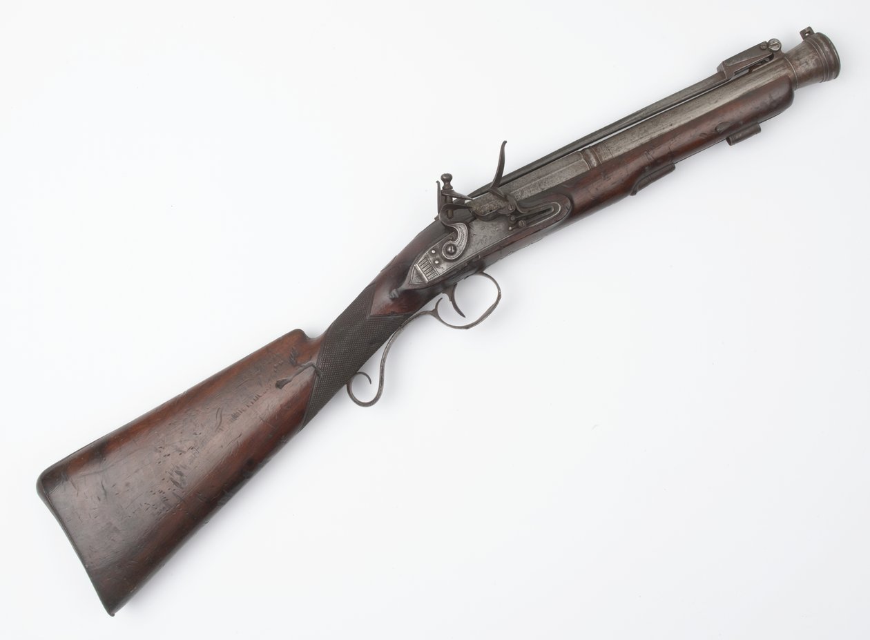 Blunderbuss s pružinovým bajonetem vydaný Irish Volunteers, kolem roku 1815 (blunderbuss, křesadlový zámek) od Joseph Wood
