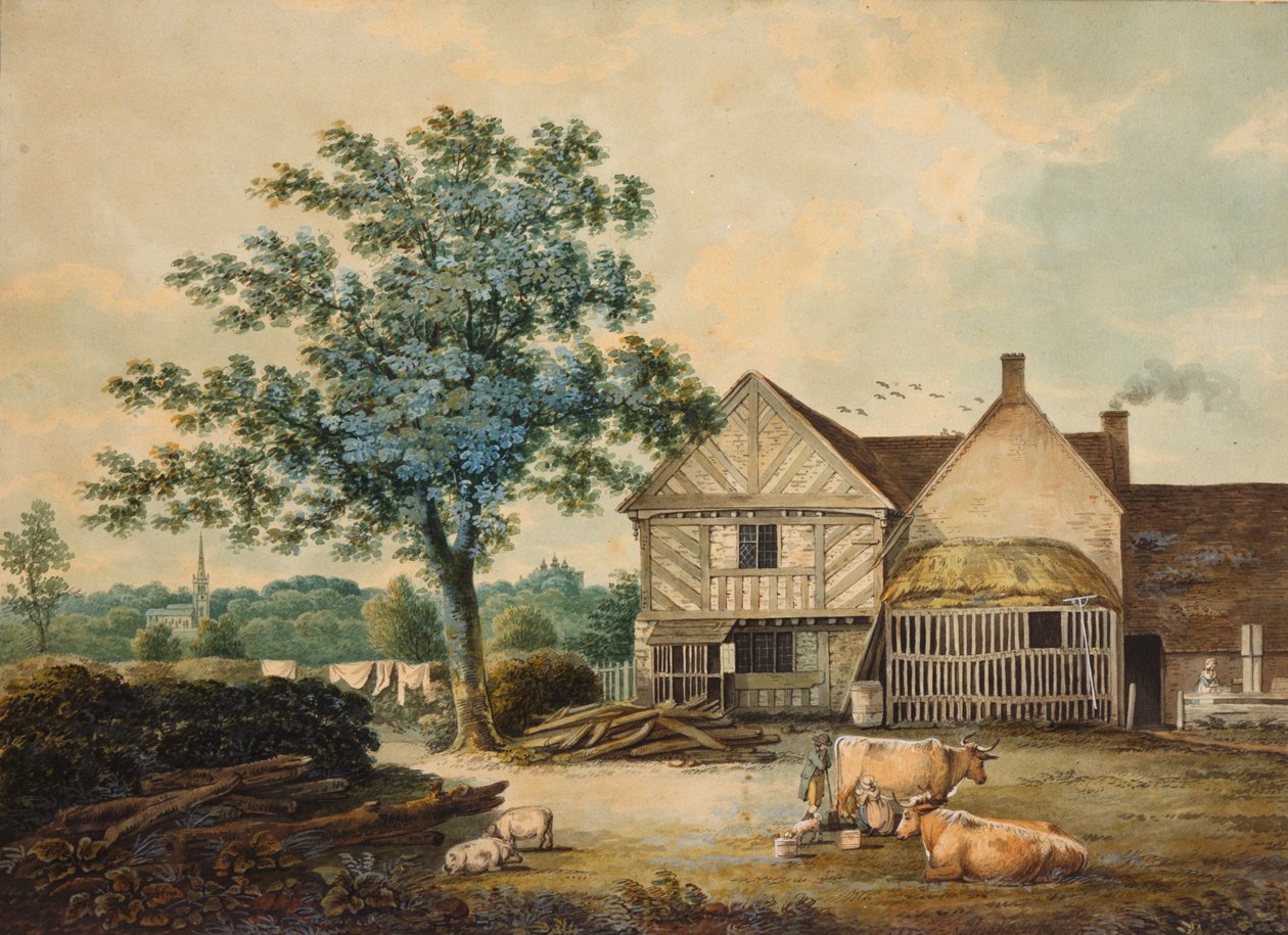 Farmyard poblíž Aston Hall od Joseph Wright