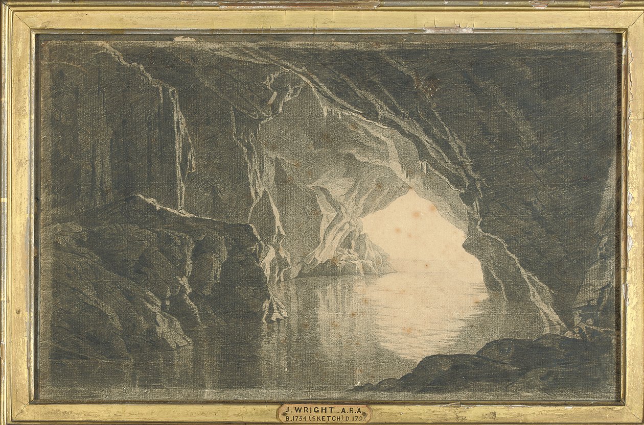 Jeskyně v zálivu Salerno, večer, c.1800 od Joseph Wright of Derby
