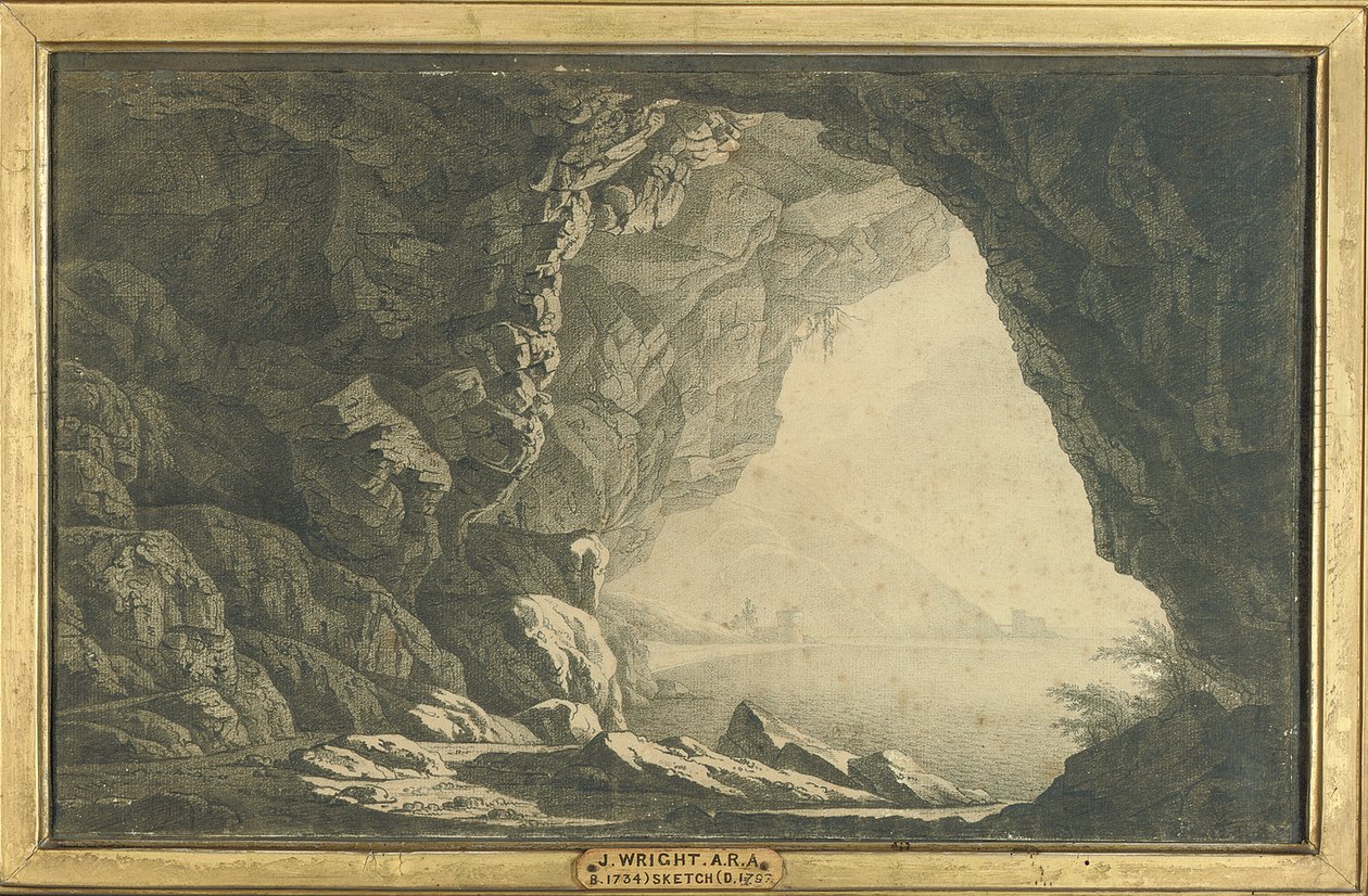 Jeskyně v zálivu Salerno, ráno, kolem roku 1800 od Joseph Wright of Derby