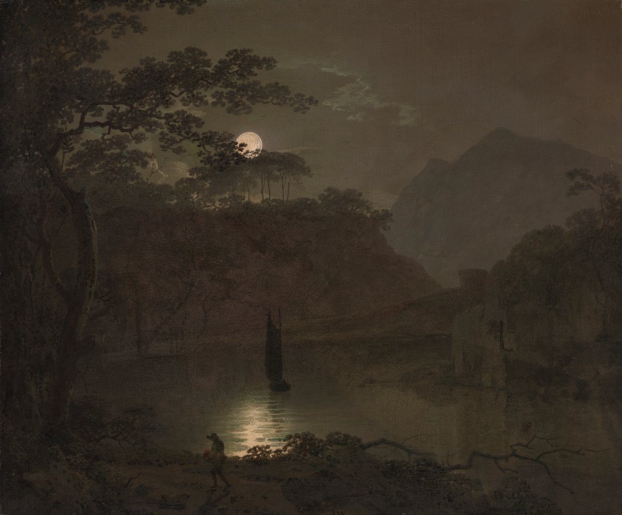 Jezero za měsíčního svitu od Joseph Wright of Derby