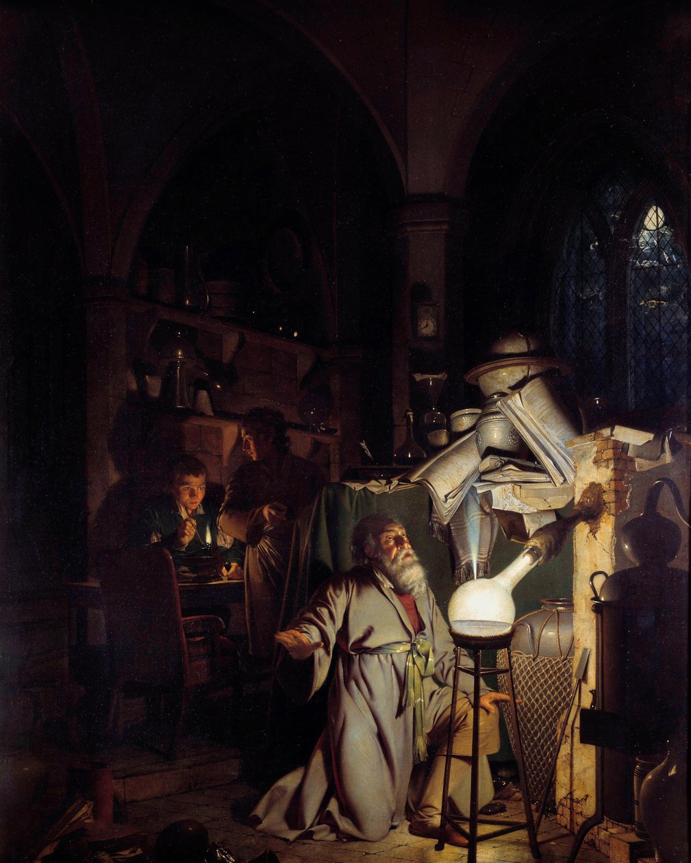 Alchymista svádí k objevu filozofického kamene Obraz od Josepha Wrighta z Derby (1734-1797) Slunce z 18. století. 1,27 X 1,01 m Derby, muzeum Derby od Joseph Wright of Derby