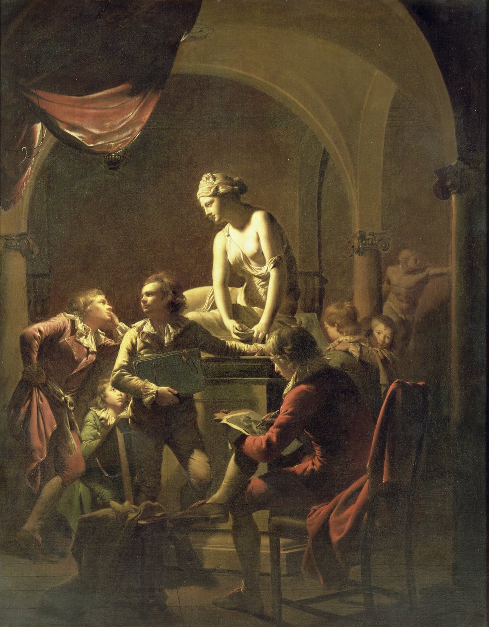 Akademie od Lamplight, kolem 1768-69 (olej na plátně) od Joseph Wright of Derby