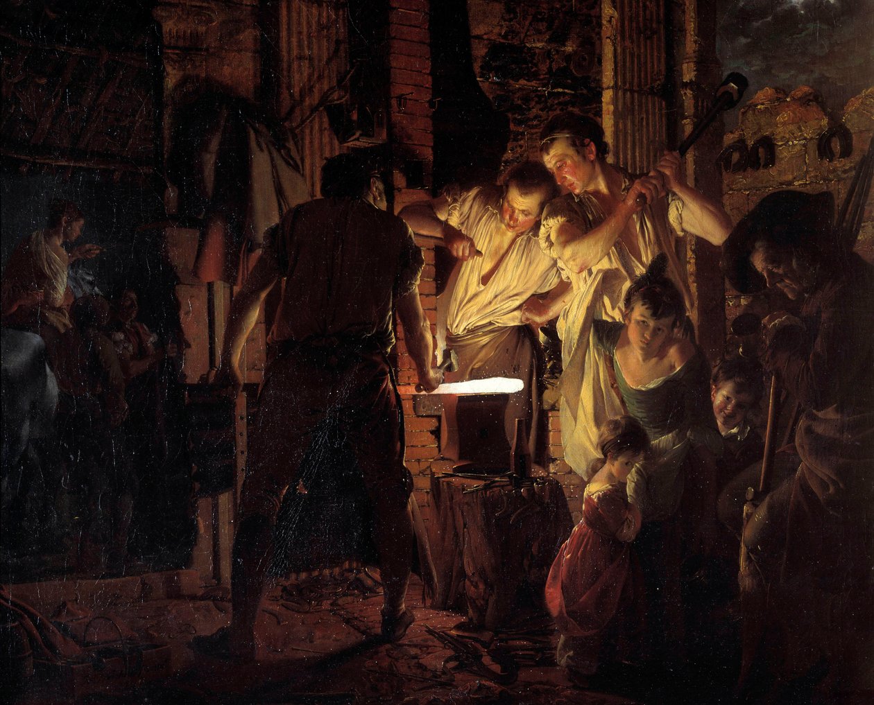 Atelier de marechal ferrant v 18. století Obraz Josepha Wrighta z Derby (1734-1797) 1771 Sun. 0,99x1,25 m Derby, Derby museum od Joseph Wright of Derby
