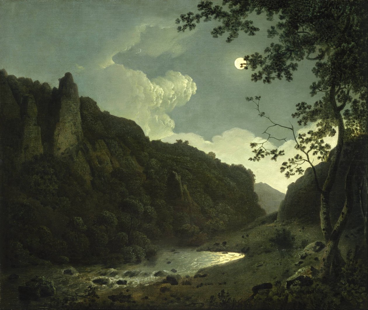 Dovedale za svitu měsíce od Joseph Wright of Derby