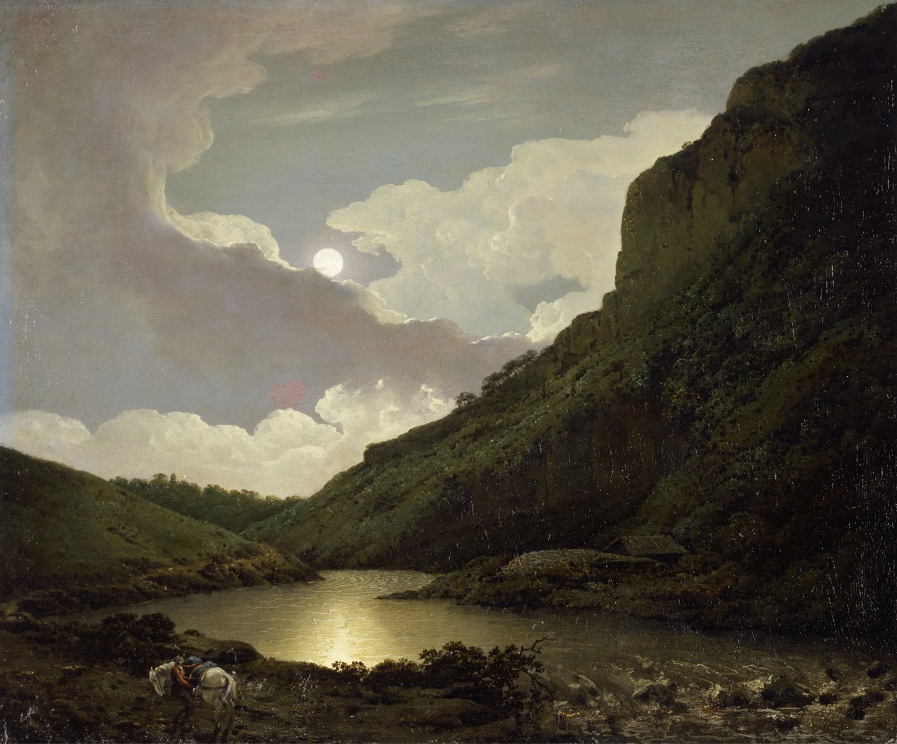 Matlock Tor od Moonlight, cca 1777-80 (olej na plátně) od Joseph Wright of Derby