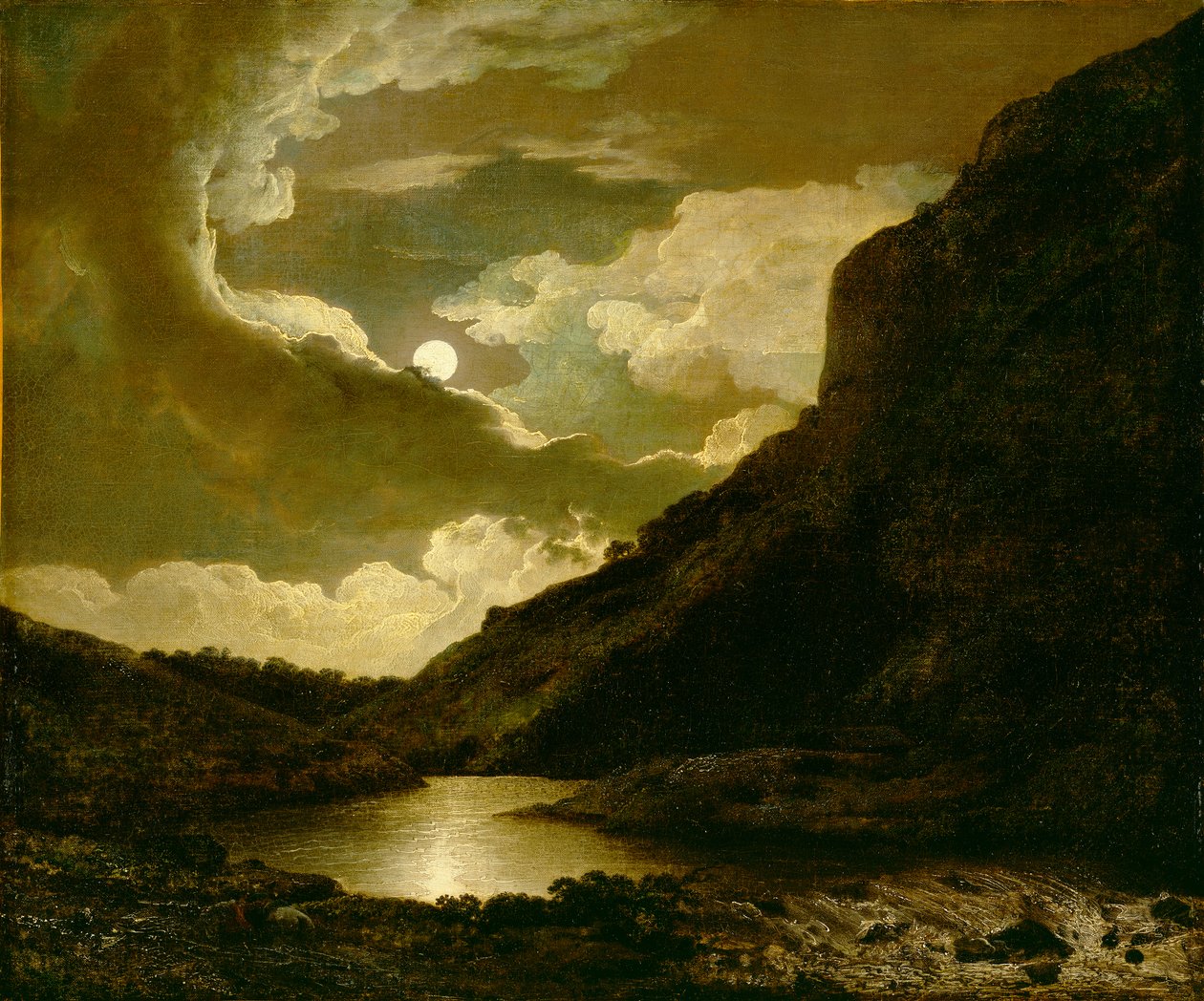 Matlock Tor od Moonlight, kolem roku 1778 od Joseph Wright of Derby