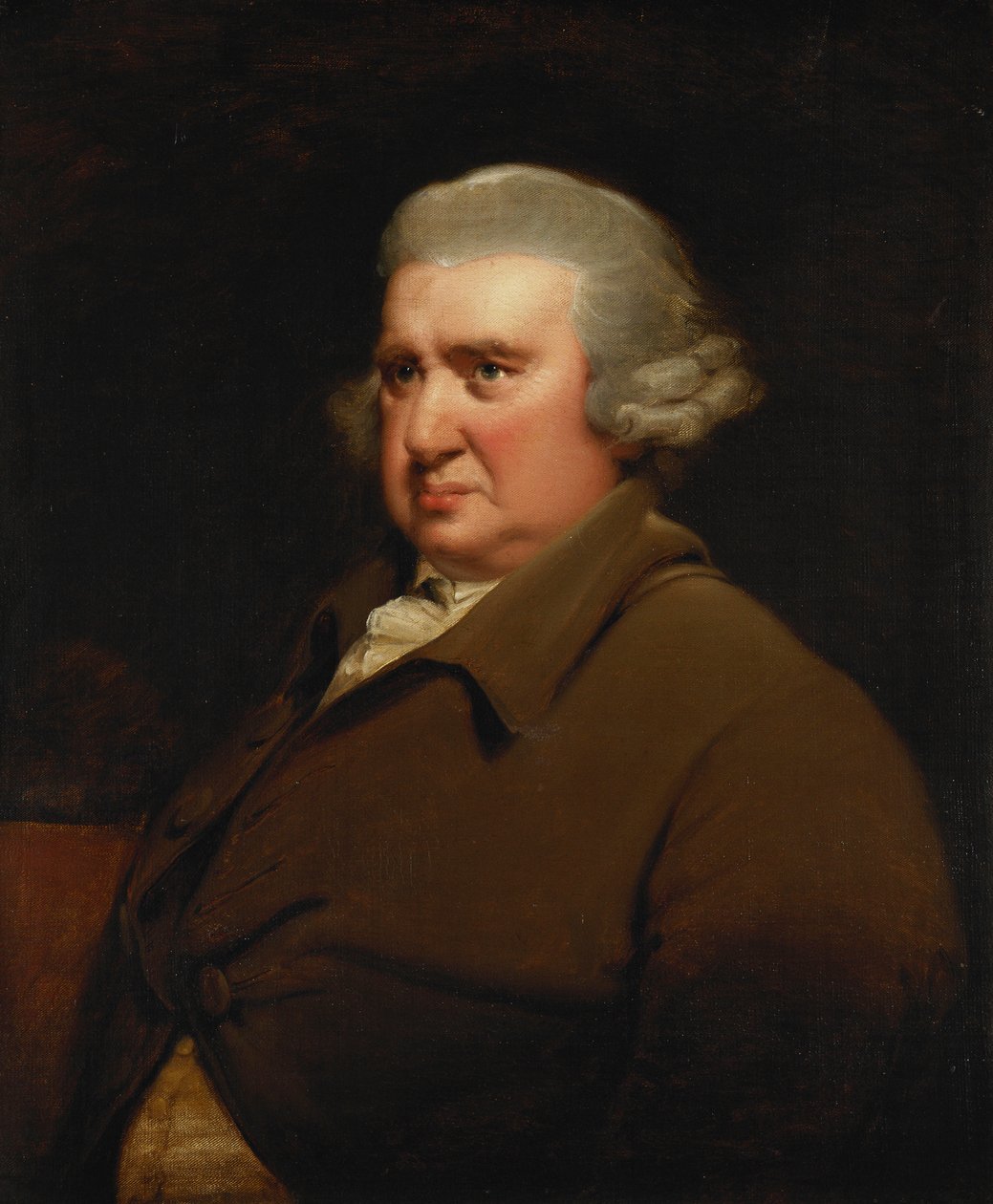 Portrét Erasma Darwina, poloviční délka, v Buff Coat a bílé košili, od Joseph Wright of Derby
