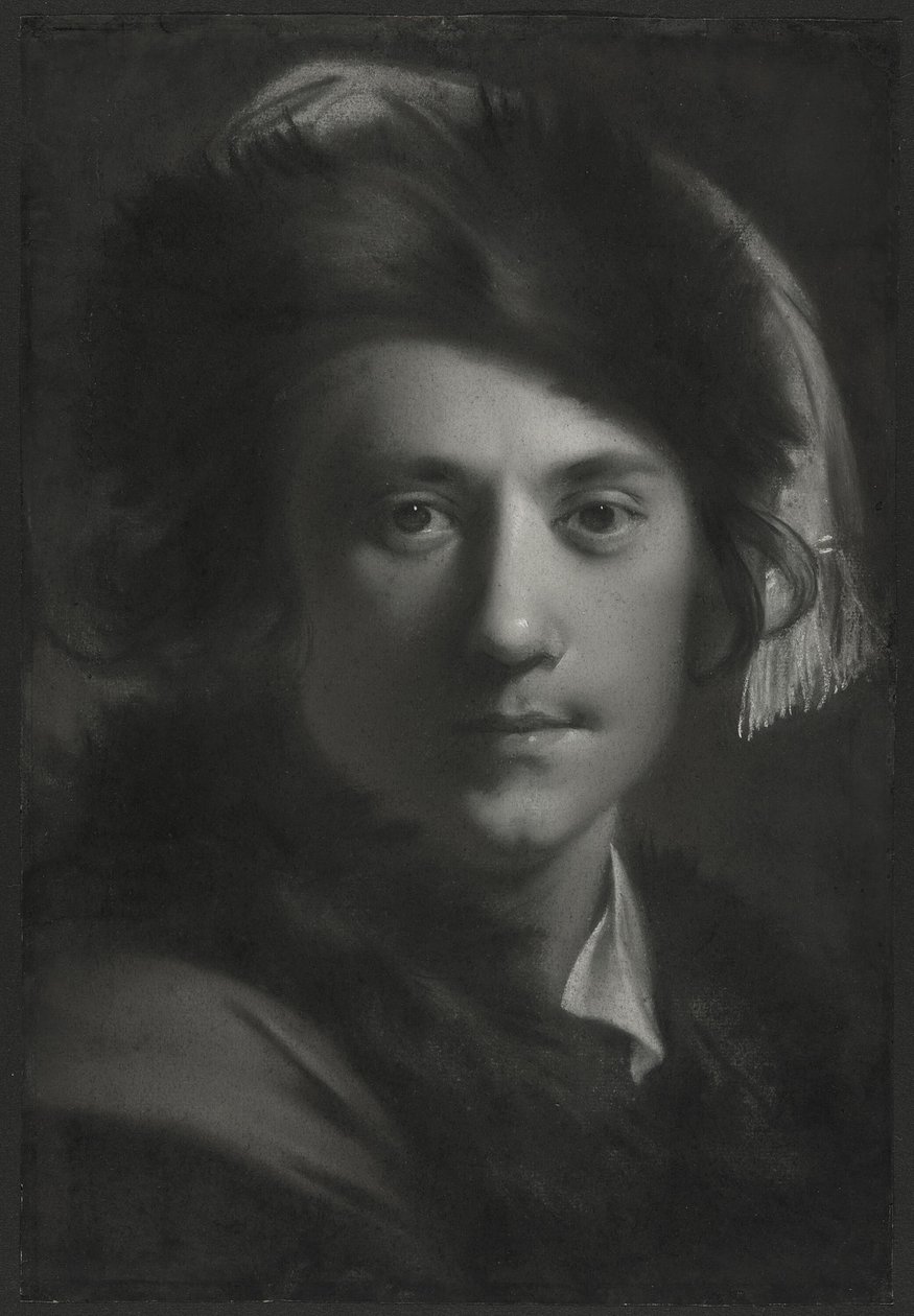 Autoportrét v kožešinové čepici od Joseph Wright of Derby
