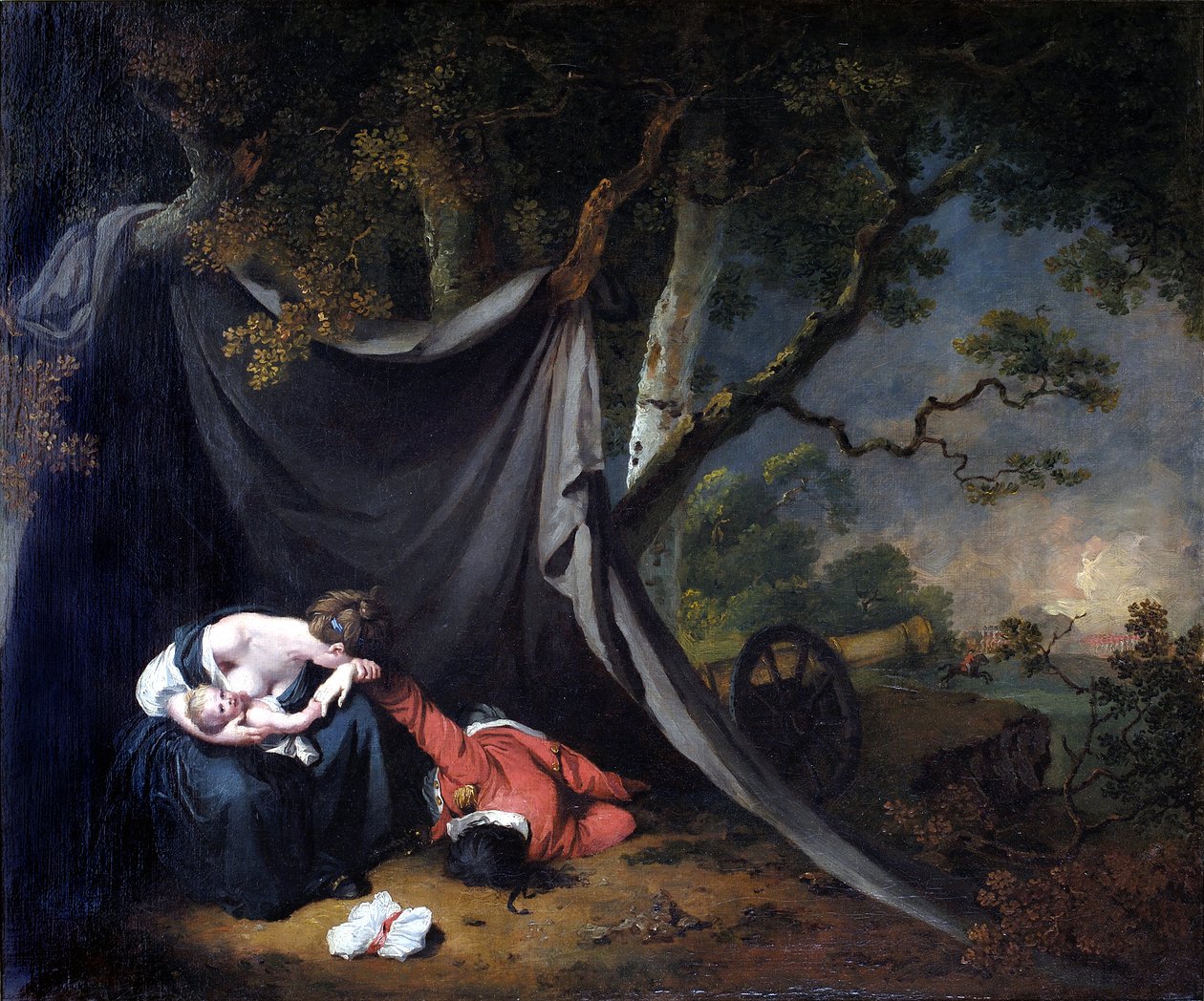 Mrtvý voják, asi 1789 (olej na plátně) od Joseph Wright of Derby