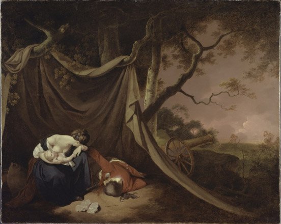 Mrtvý voják, kolem roku 1789 (olej na plátně) od Joseph Wright of Derby