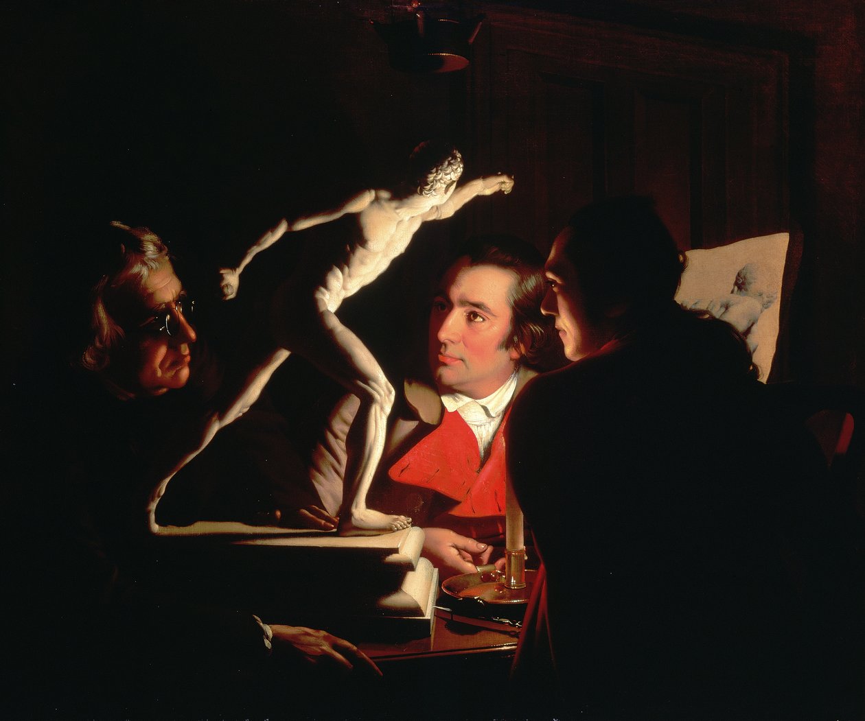 Tři osoby sledující Gladiátora při svíčkách, c.1764-65 od Joseph Wright of Derby