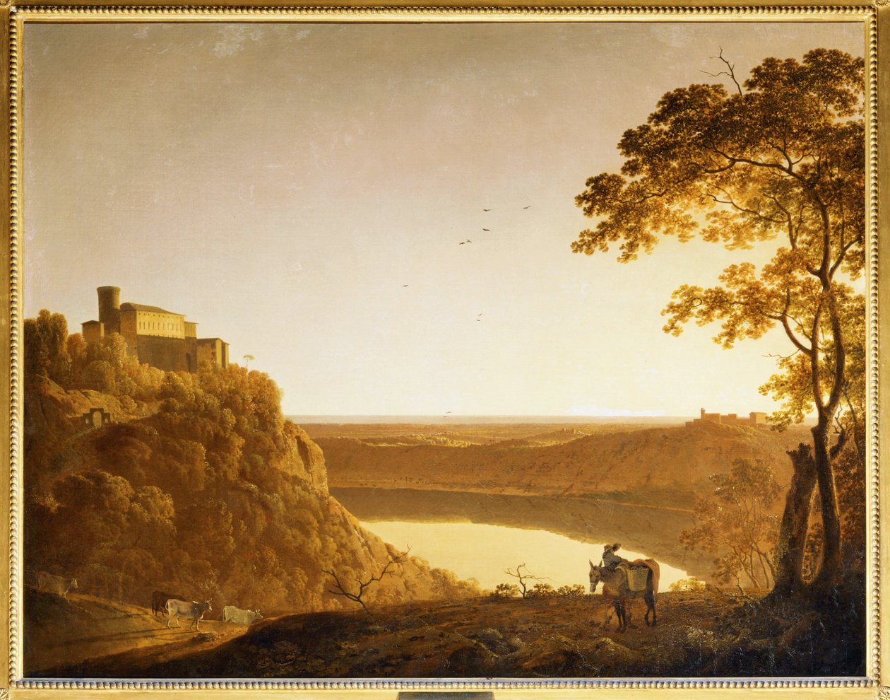 Pohled na jezero Nemi při západu slunce ... od Joseph Wright of Derby