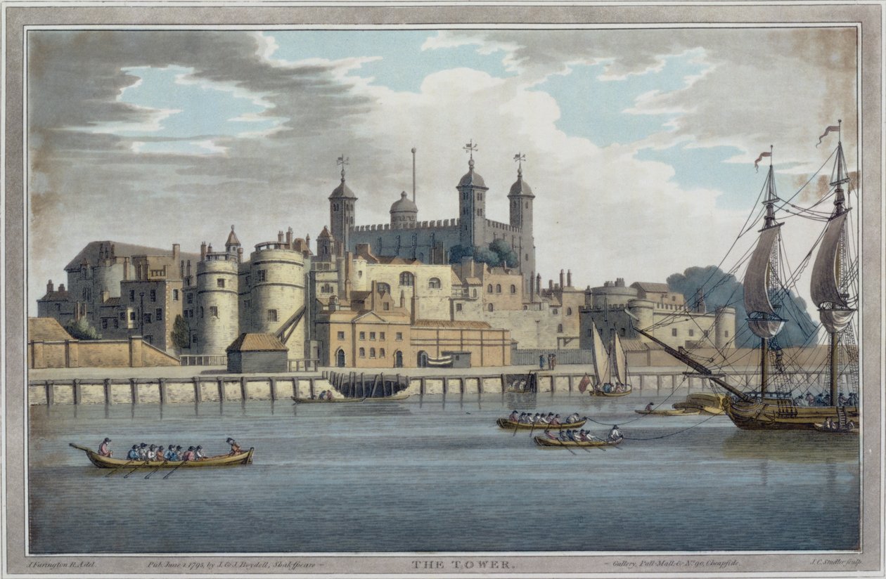 Tower of London, vyrytý J. C. Stadlerem (fl. 1780-1812), vydáno 1795 od Joseph after Farington