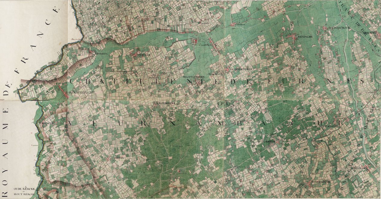 Čeština: Mapa Stavele - Roesbrugge-Haringe (Stavele), Belgie od Josepha de Ferrarise (1726 – 1814) od Joseph de Ferraris