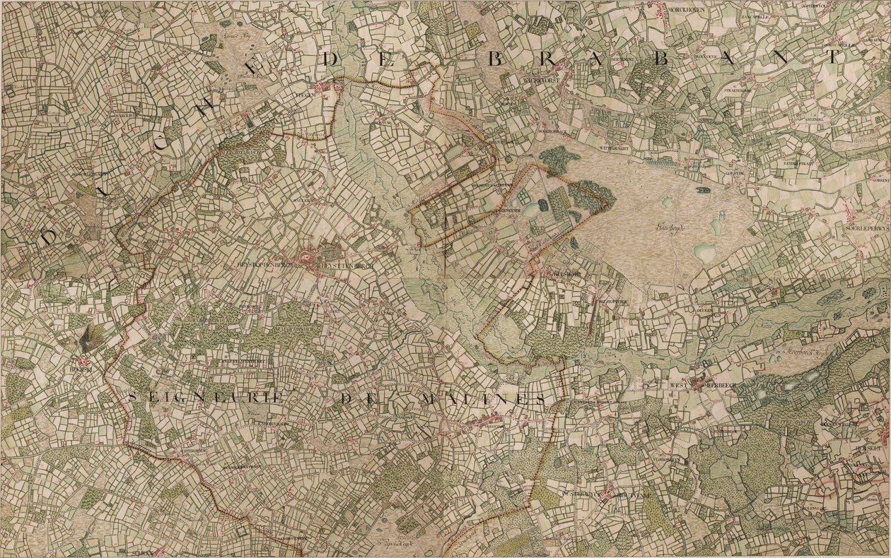 Mapa Heyst op den Bergh ou Heyst ten Bergh - Heist-op-den-Berg od Joseph de Ferraris