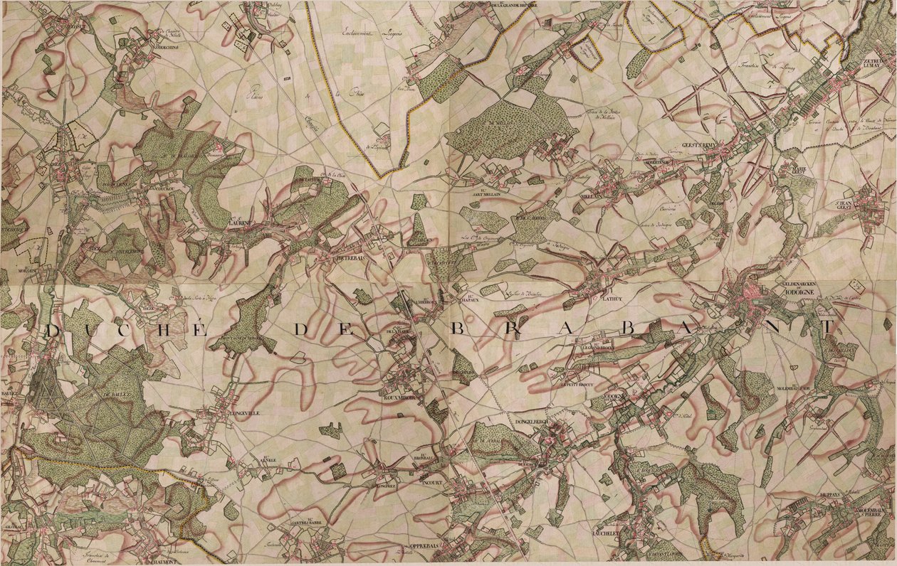 Mapa Jodoigne od Joseph de Ferraris