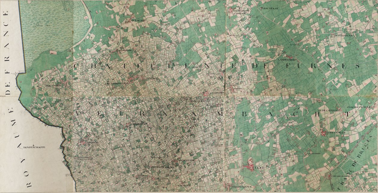Mapa Loo - Lo, Belgie od Josepha de Ferrarise (1726 – 1814) od Joseph de Ferraris