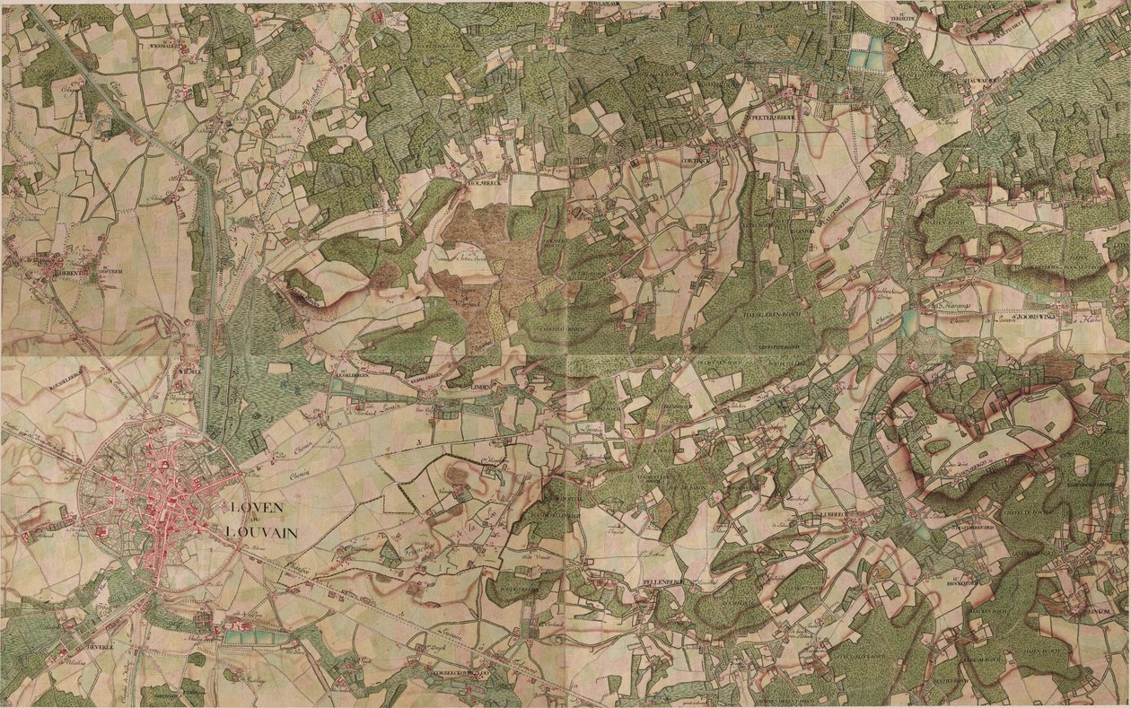 Mapa Loven nebo Louvain - Leuven od Joseph de Ferraris