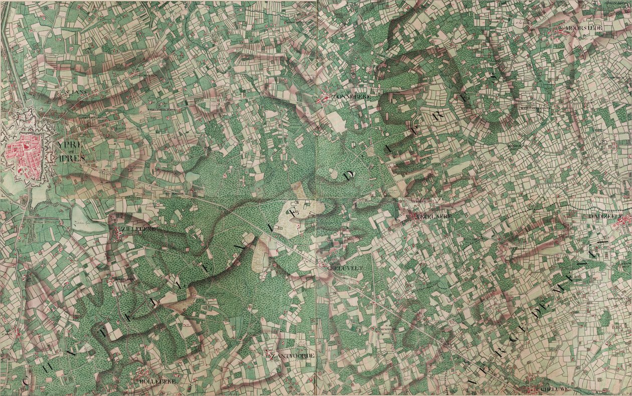 Mapa Ypre nebo Ipres - Ieper od Joseph de Ferraris