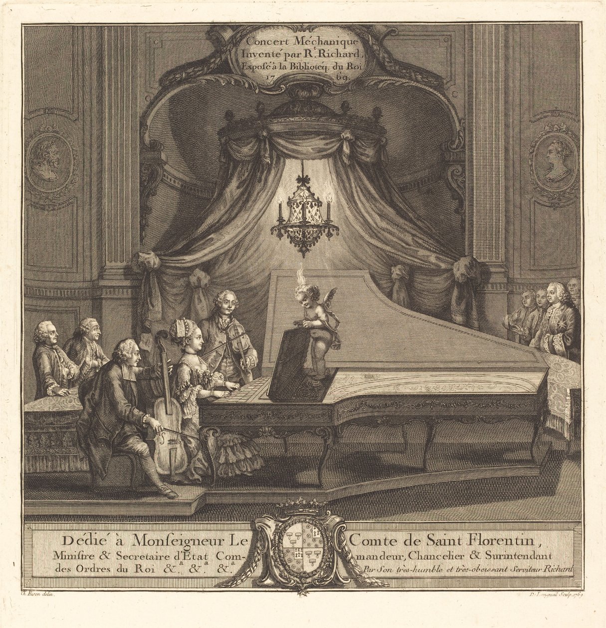 Mechanický koncert od Joseph de Longueil after Charles Eisen