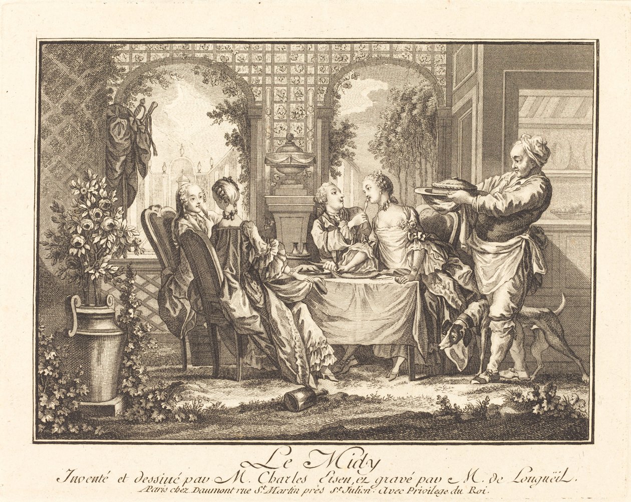 Poledne od Joseph de Longueil after Charles Eisen