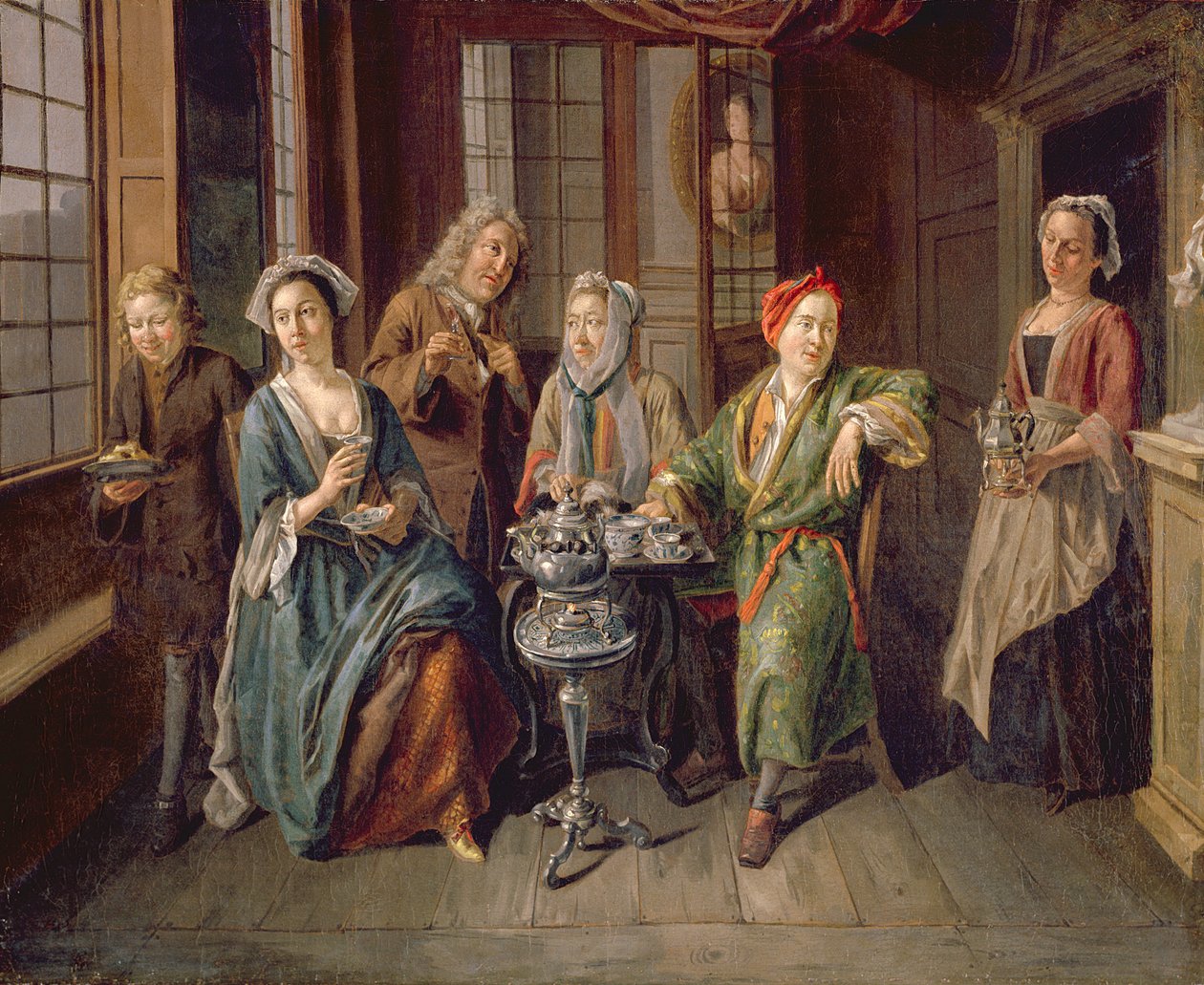 A Tea Party, cca 1720 (olej na plátně) od Joseph van Aken