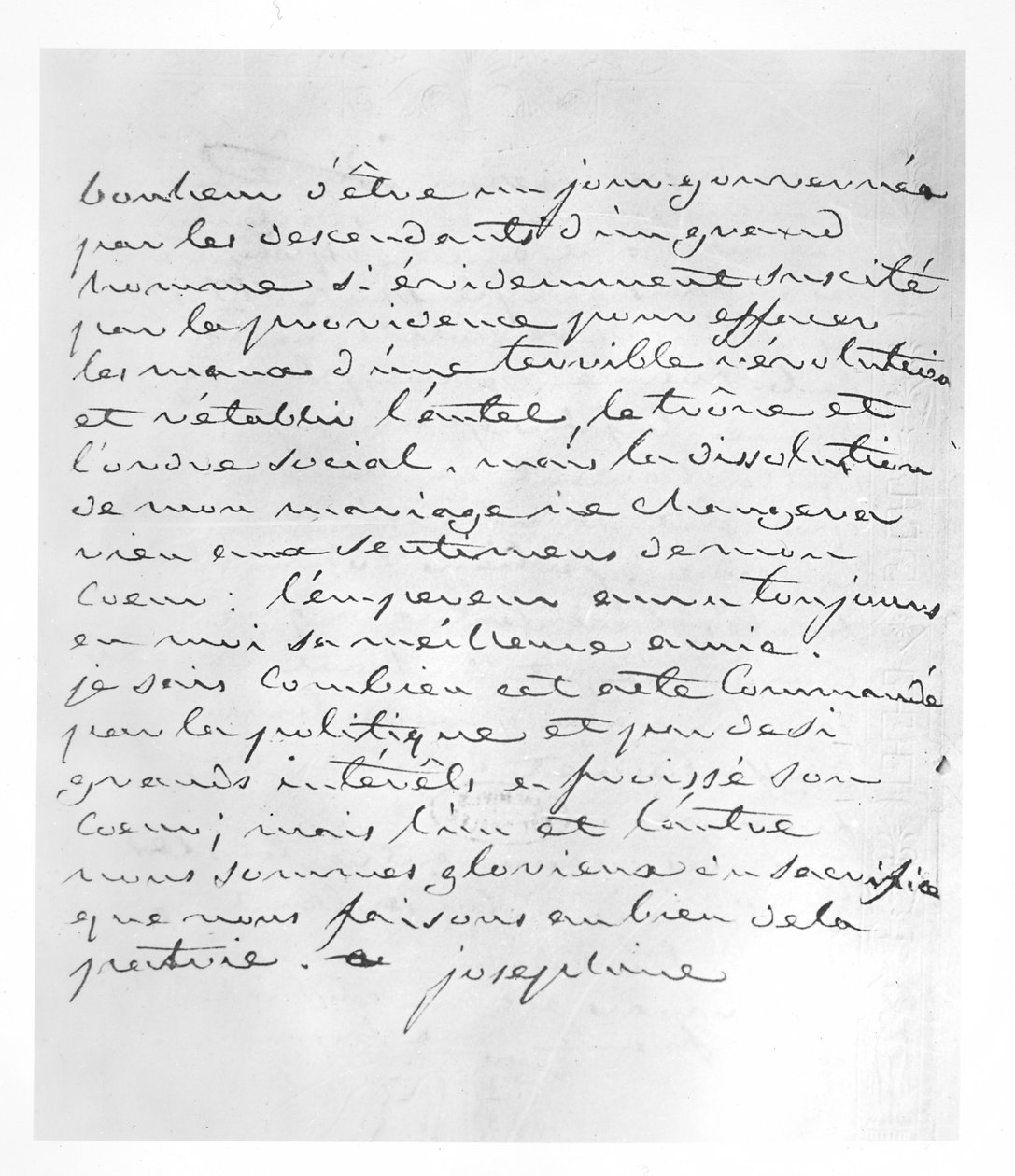 Dopis od císařovny Josefíny, která dává souhlas k anulování jejího manželství s Napoleonem, 1809 od Josephine de Beauharnais