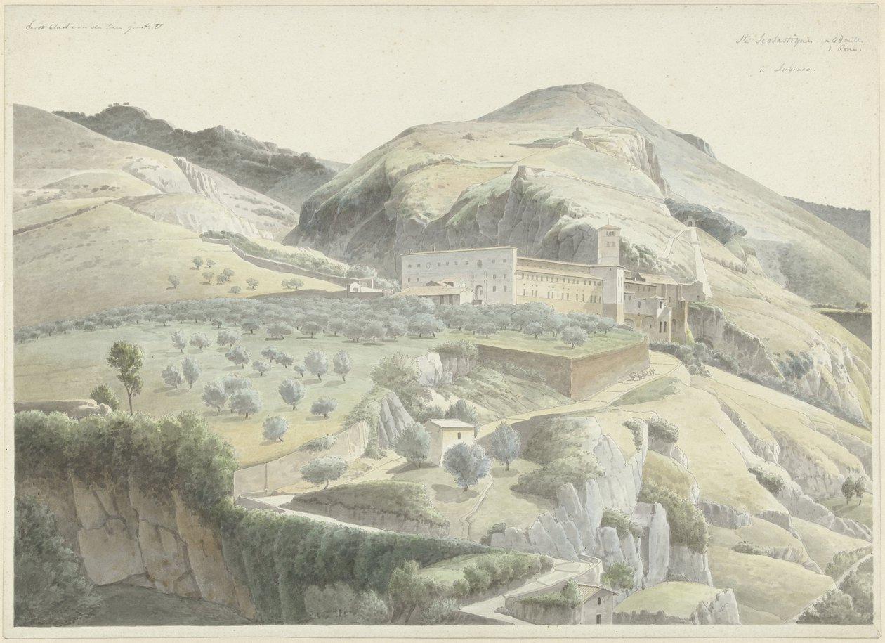 Krajina s klášterem v Subiaco od Josephus Augustus Knip