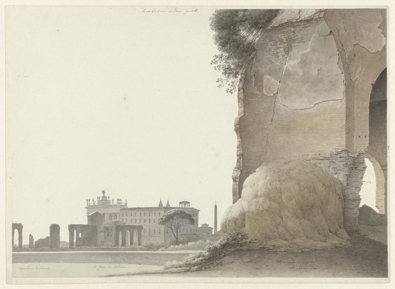 Bazilika San Giovanni in Laterano s chrámem Minervy Medica v popředí Kostel San Giovanni in Laterano, s chrámem Minerva Medica v popředí vpravo, v Římě od Josephus Augustus Knip