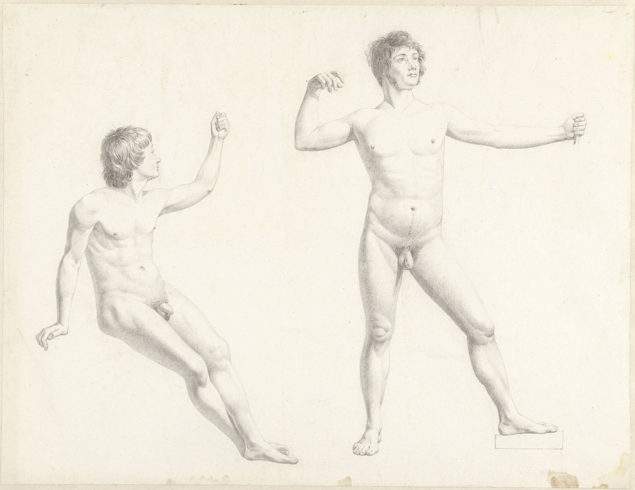 Dvě studie mužského aktu od Josephus Augustus Knip