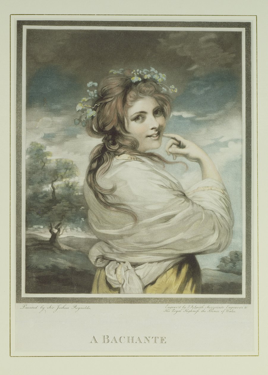 Bachante, rytina a hospoda. John Raphael Smith (1752-1812), 1784 (mezzotintová rytina) od Joshua Reynolds