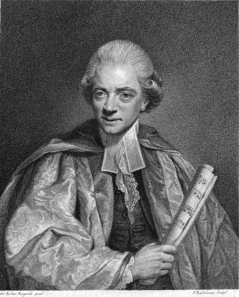 Charles Burney (1726-1814) rytý Francesco Bartolozzi (1727-1815) publikoval v roce 1784 od Joshua Reynolds