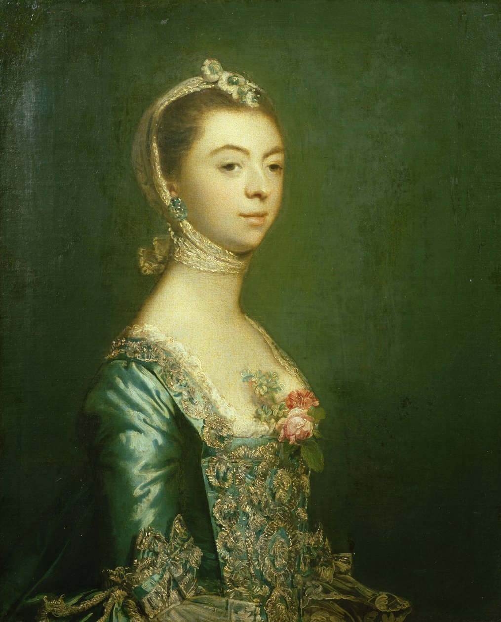 Lady North v modrobílých šatech, 1757 od Joshua Reynolds