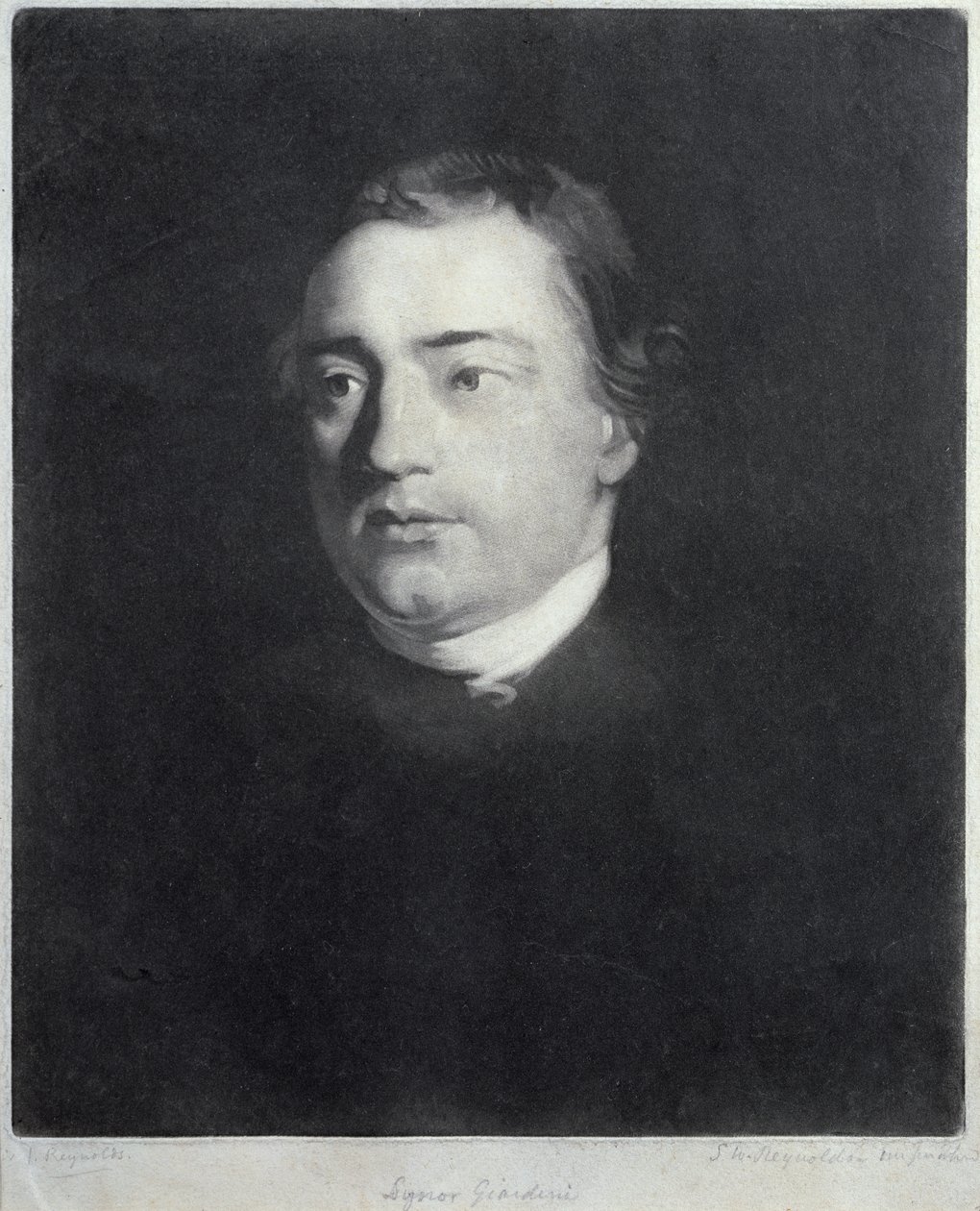 Portrét Felice de Giardini (1716-96), italského houslisty, vyryl Samuel William Reynolds (1773-1835) od Joshua Reynolds