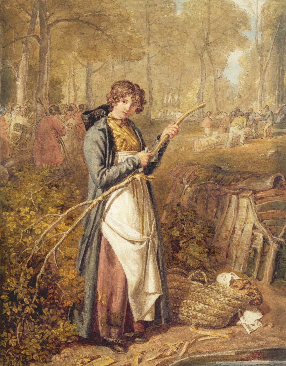 Barking Timber in Wychwood Forest (wc na papíře) od Joshua Cristall