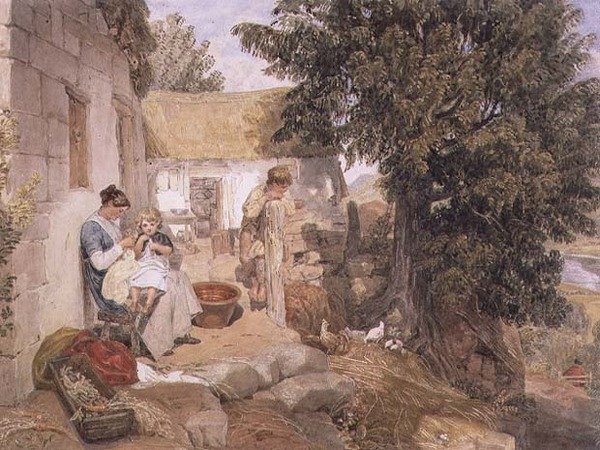 Chaty poblíž Symonds Yat s venkovskými postavami od Joshua Cristall