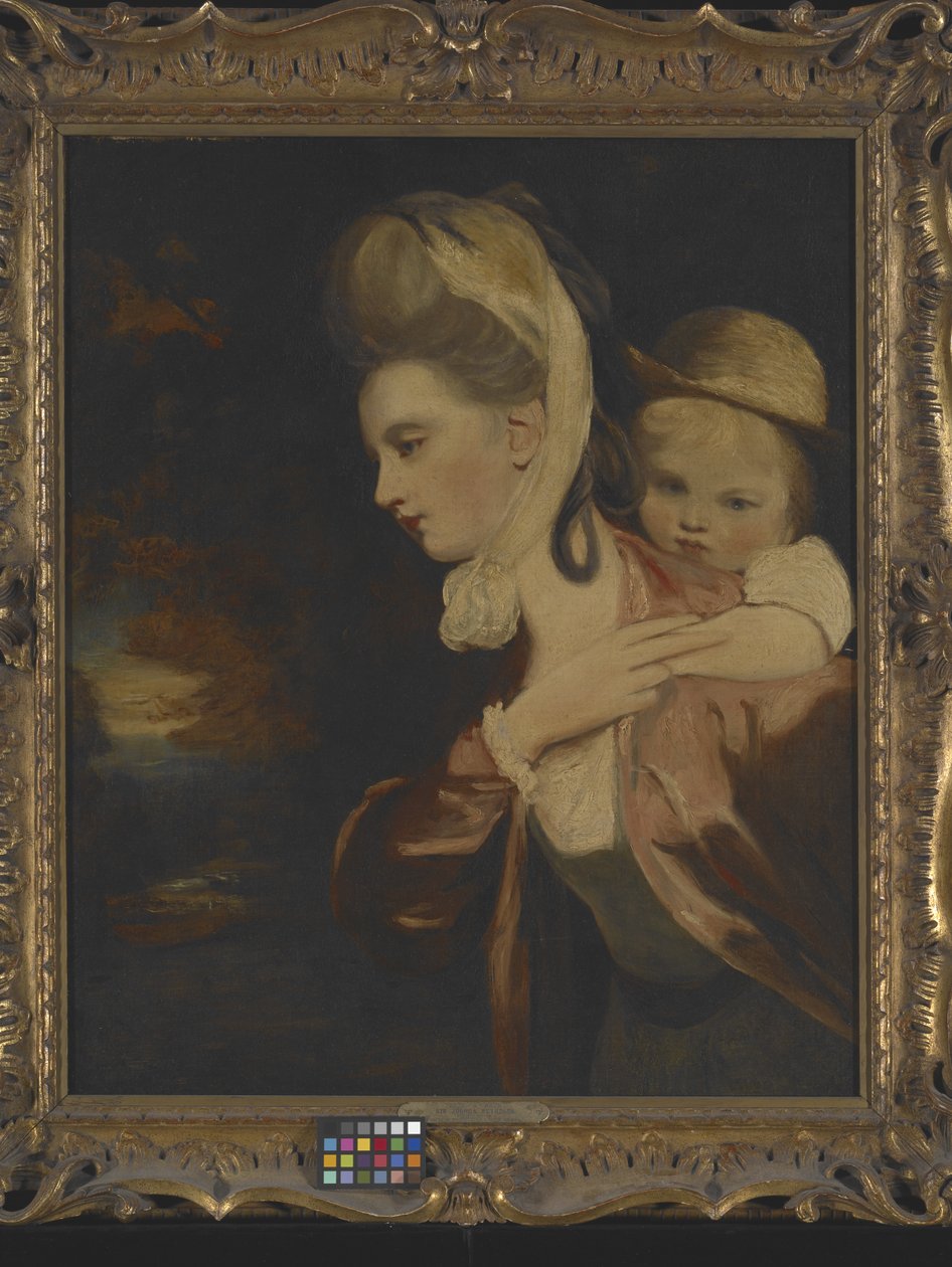 Pick-A-Back (paní Payne Gallawayová a dítě) (kopie) (olej na plátně) od Joshua Reynolds