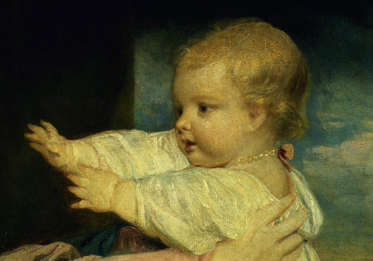 Portrét Caroline, vévodkyně z Marlborough se svou dcerou Lady Caroline Spencer, detail, olej na plátně 1764-67 detail 91073 od Joshua Reynolds