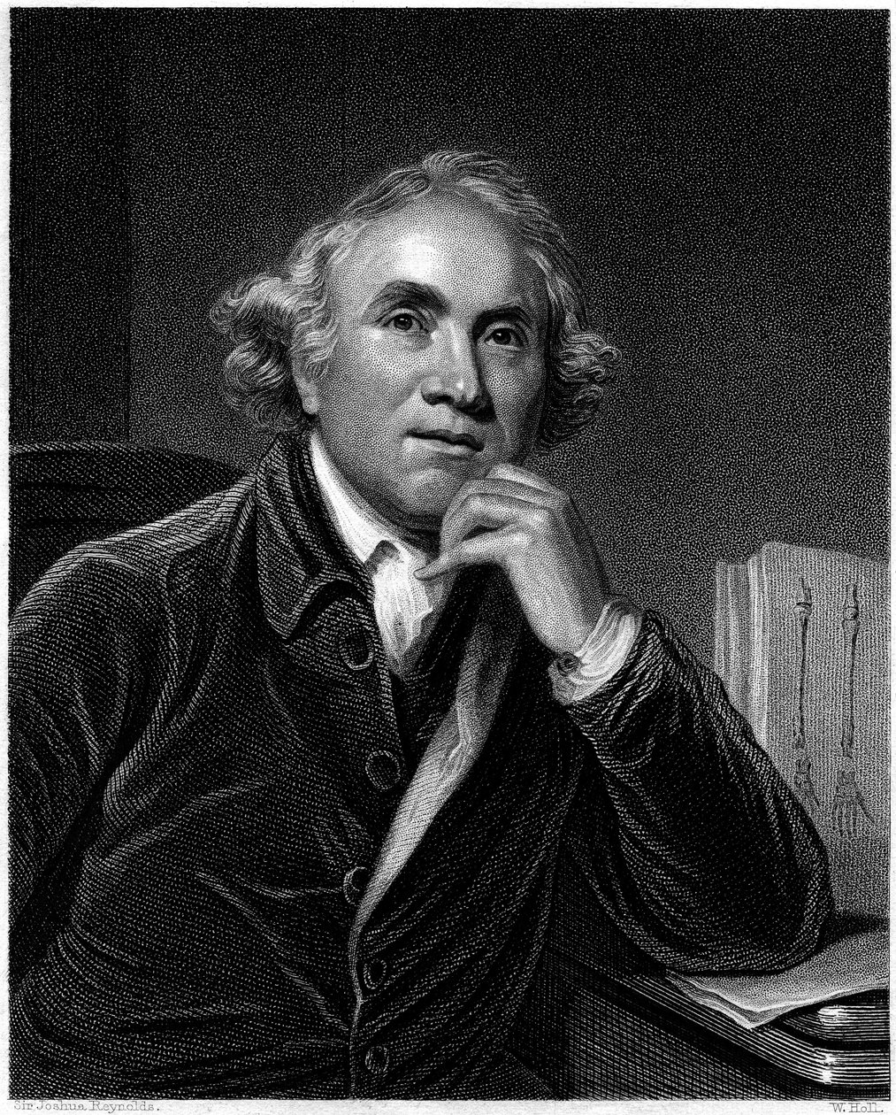 Portrét Johna Huntera, vyryl William Holl, asi 30. léta 19. století od Joshua Reynolds