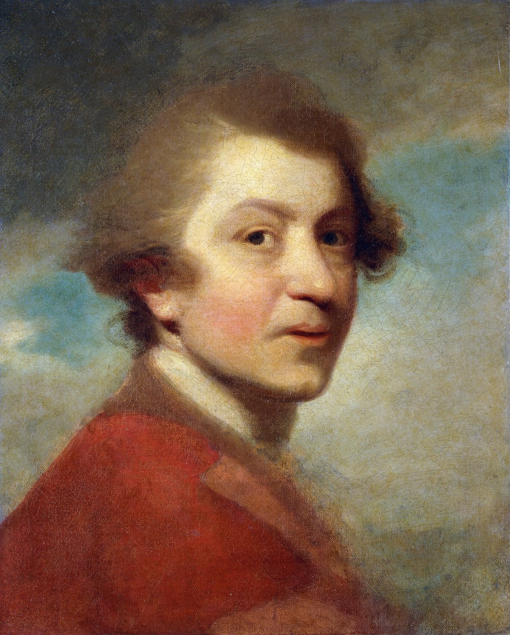 Portrét umělce s hlavou a rameny v červených šatech doktora práv a bílých skladech - nedokončeno, od Joshua Reynolds
